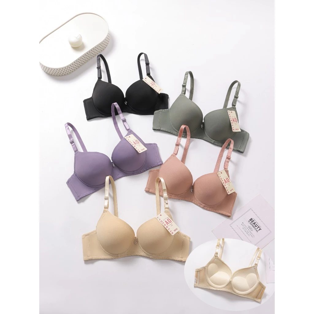เสื้อชั้นในมีโครง 008# AD Bra เสื้อในฟองหนา2เซน ชุดชั้นในสำหรับสาวอกเล็ก บราอกชิด ทรงเรียบๆสีพื้น คัพA32-38 ดันทรง
