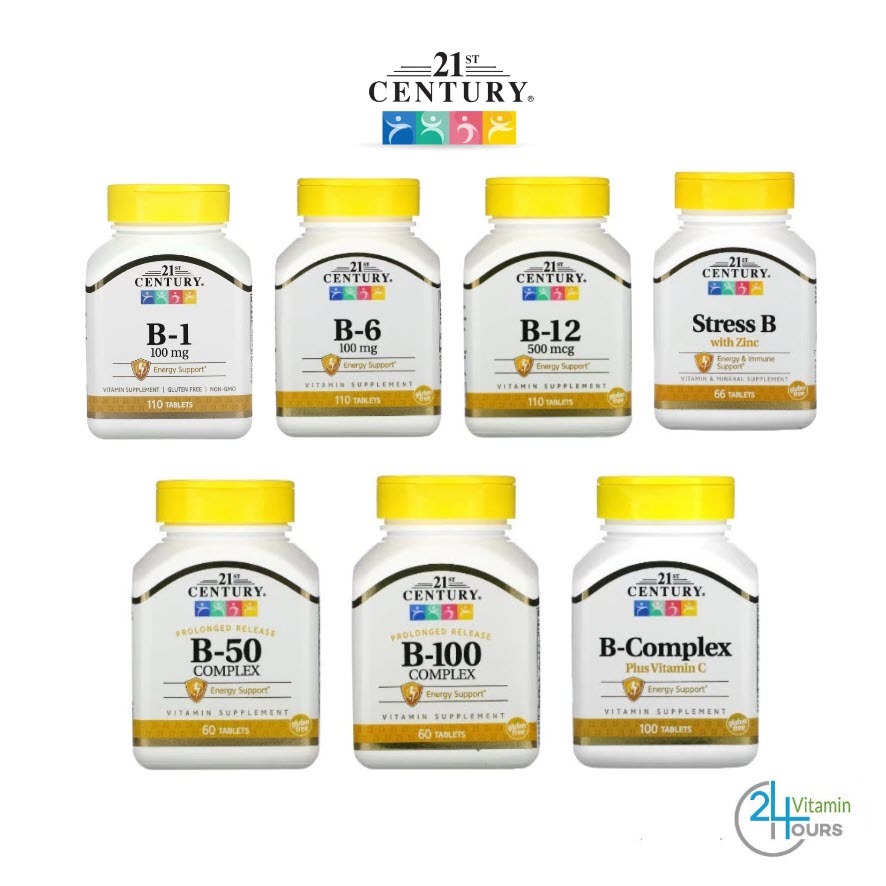 [พร้อมส่ง ] 21st Century , วิตามินบีรวม B-Complex, B-6, B-12, B-50 Complex , B-100 Complex, Stress B
