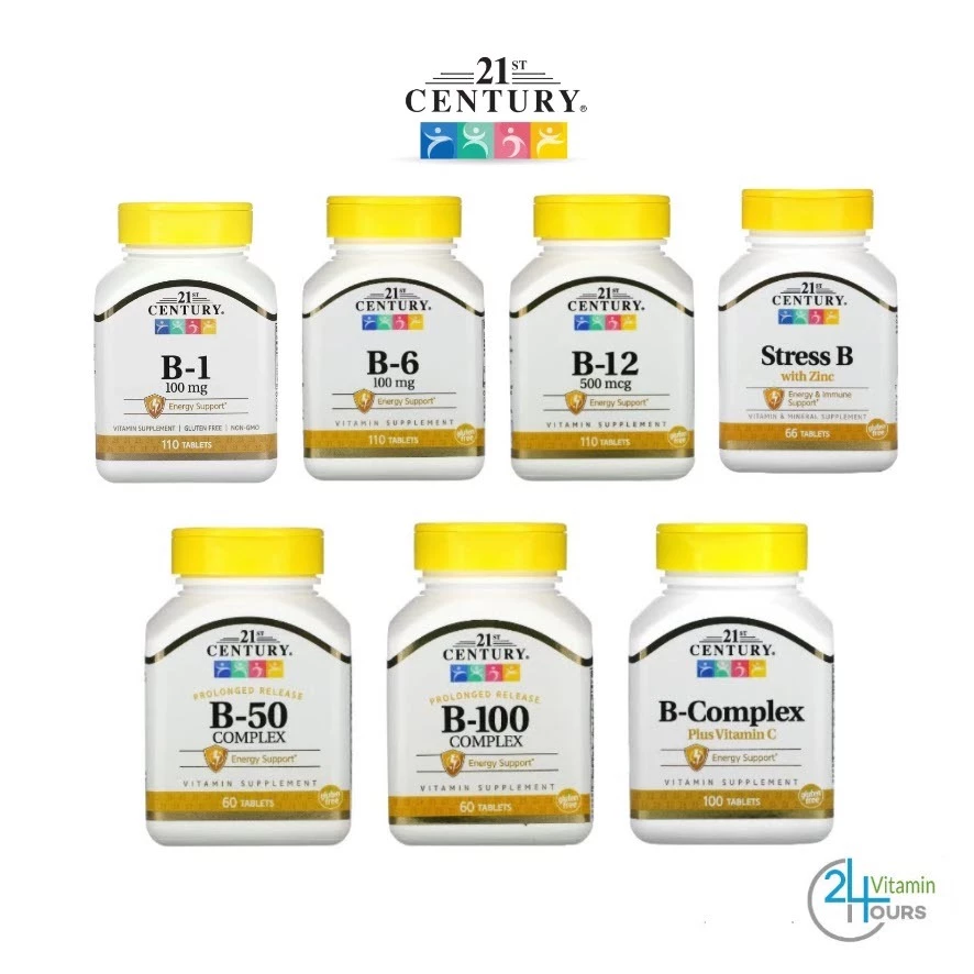 [พร้อมส่ง ] 21st Century , วิตามินบีรวม B-Complex, B-6, B-12, B-50 Complex , B-100 Complex, Stress B