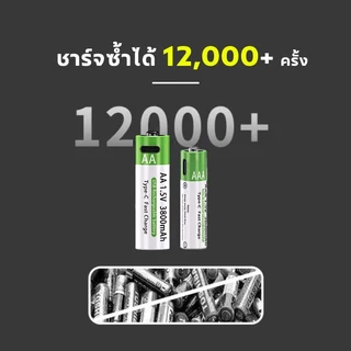 ถ่าน AA/AAA ถ่านชาร์จ USB 1.5V 3800mAh แบตเตอรี่ (สายชาร์จและกล่องเก็บของฟรี) แบตเตอรี่แบบชาร์จไฟได้ แบต Li-ion Battery