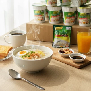 โจ๊กคัพ รสไก่ โจ๊กฮาลาล ตราเมลโลว แบบซองใหญ่ - ถ้วยใหญ่ ฮาลาล จำนวน 12 ห่อ (1 โหล)