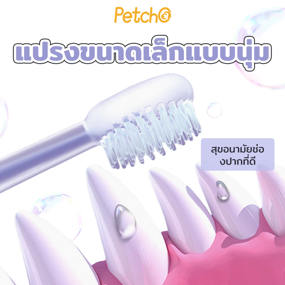 Petcho แปรงฟันสัตว์เลี้ยง แปรงฟันแมว แปรงสีฟันสุนัข ที่ขูดหินปูน ลดกลิ่นปาก ลดการสะสมของแบคทีเรีย อ่อนโยนต่อเหงือกและฟัน - รูปที่ 5