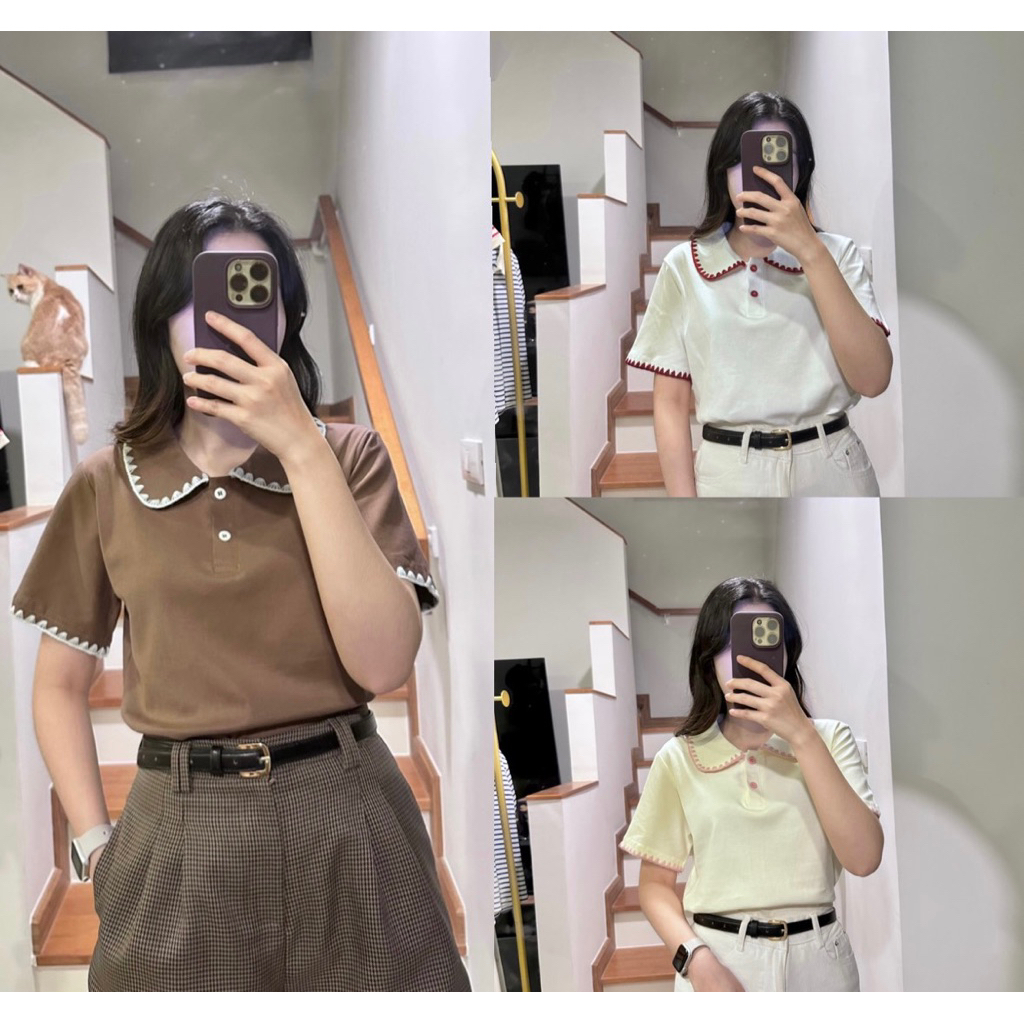 MAI AREA 119 เสื้อขอบหยักปักเกาหลีมินิมอล