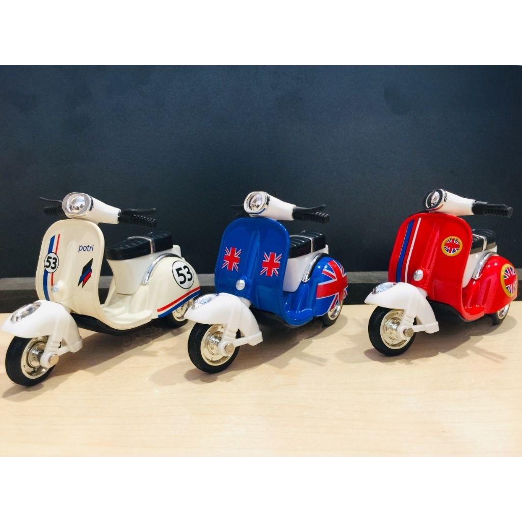 ส่งจากไทย‼️โมเดลรถเหล็ก รถ เวสป้า กดลาน ขนาด 4" รถยาวประมาณ 10 ซม. ไม่มีกล่อง