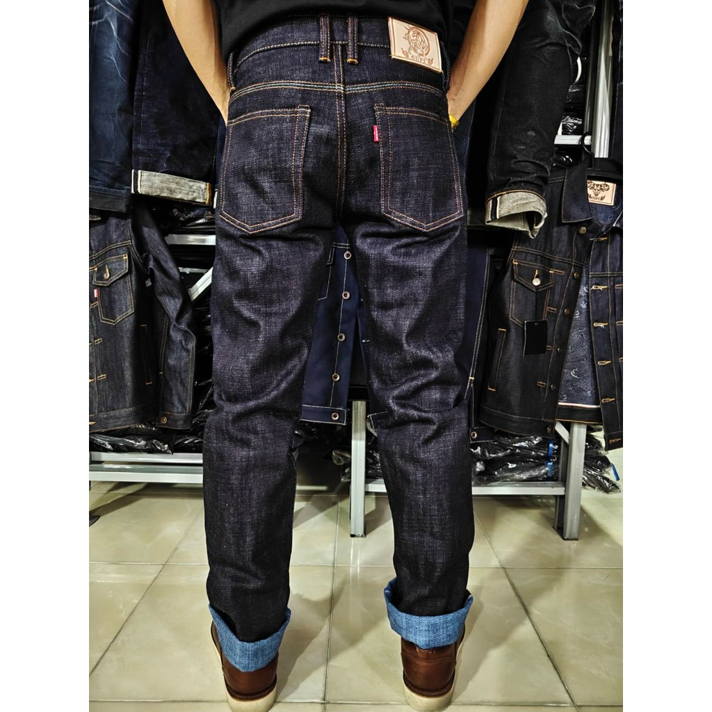 GUPEJEANS 21oz slub indigo x light blue (กรูปรี หลังฟ้า )21ozมีทรงกะบอกเล็กslimและกะบอกตรงstraight - รูปที่ 6
