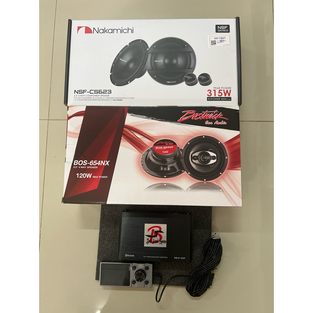 ชุดละ 4395บาท DSP AMP 68x4Ch 1ตัว 6.5“ แยกชิ้น NAKAMICHI 1ชุด 6.5”แกนร่วม Bostwick 1คู่ ลำโพงติดรถยน