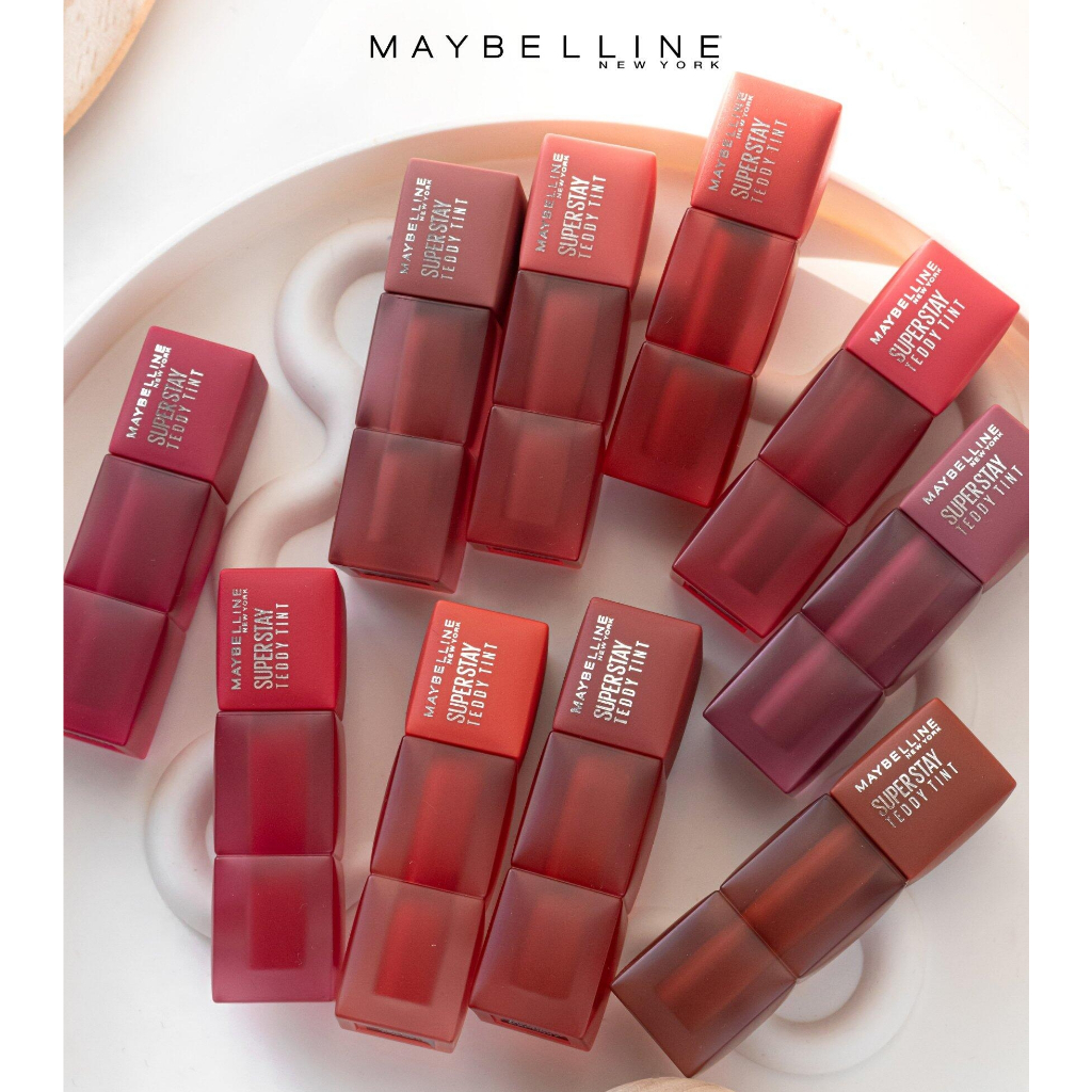 ลิปสติกแท้ Maybelline Super Stay Teddy Tint ลิปเนื้อทินท์ นุ่มสบายปาก สีชัด กันน้ำ ติดทนนาน