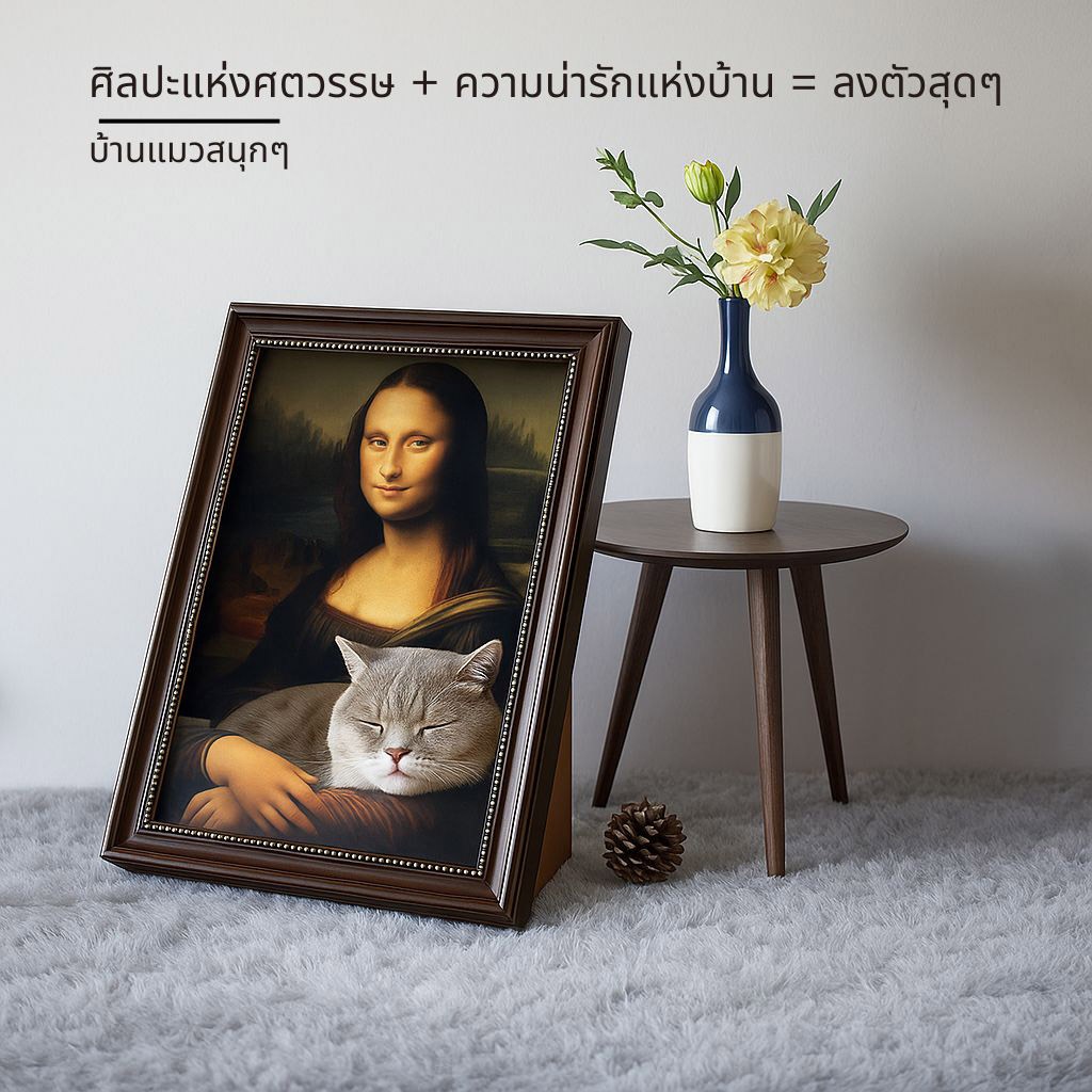 Harmcat กล่องนอนแมว ฝนเล็บแมว ที่นอนแมว แผ่นข่วน ที่ฝนเล็บสัตว์เลี้ยง ตกแต่งบ้านได้ ลายภาพโมนาลิซ่า