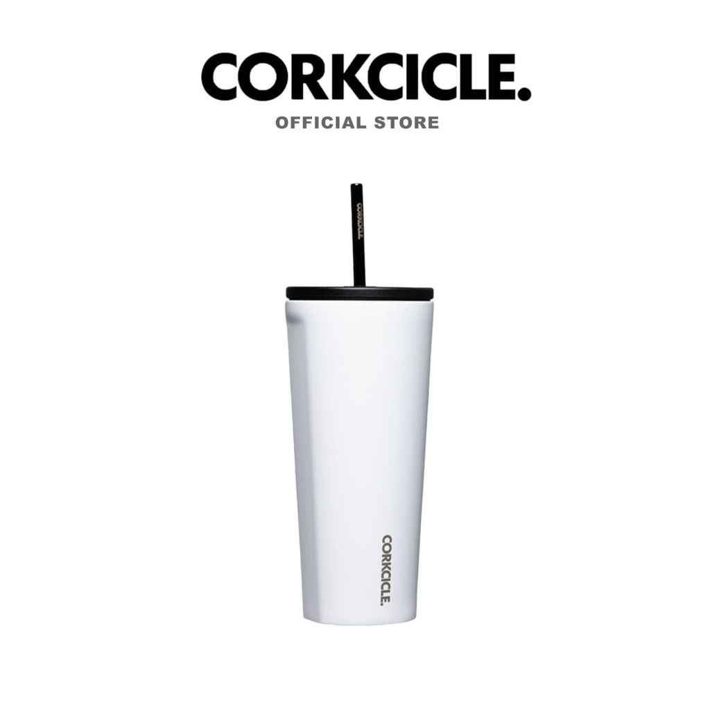 Corkcicle กระบอกน้ำ 24 oz (710 ml) Cold Cup Tumbler | Gloss White ขาว | Keeps Cold เก็บเย็น 12hrs | แก้วพกพา ขวดน้ําพกพา