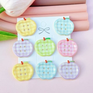 10 ชิ้น เรซิ่นกระดุมลายตารางน่ารักๆ งานตกแต่งชิ้นงานDiy