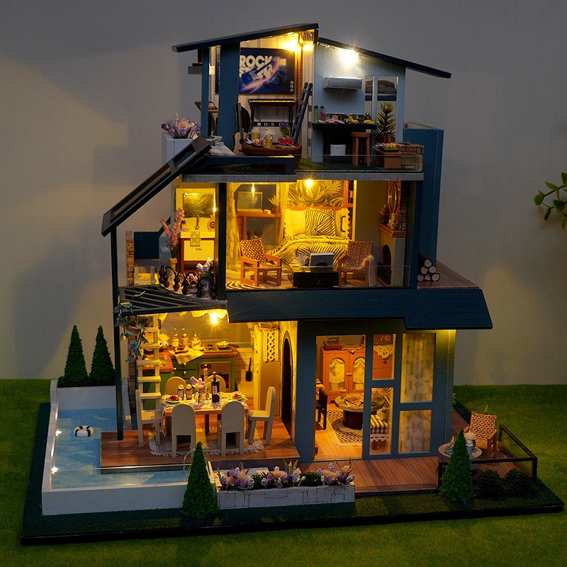 วิลล่าหลังใหญ่DIY รุ่น TB28 ซันไชน์ ฟอเรสต์ วิลล่า สไตล์อเมริกันย้อนยุค วิลล่า 3ชั้นพร้อมสระว่ายน้ำ