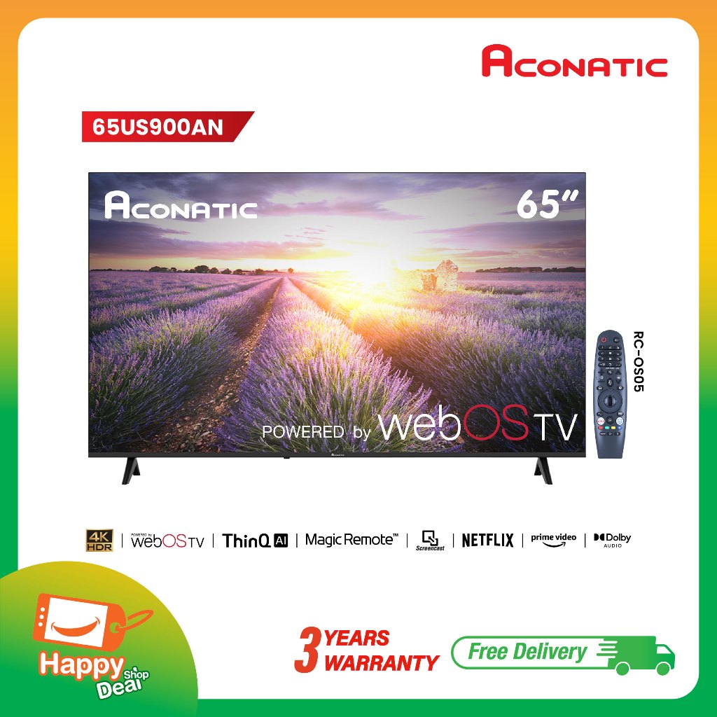 Aconatic ทีวี 65 นิ้ว LED 4K HDR10 WebOS TV รุ่น 65US900AN Smart TV สมาร์ททีวี (รับประกัน 3 ปี)