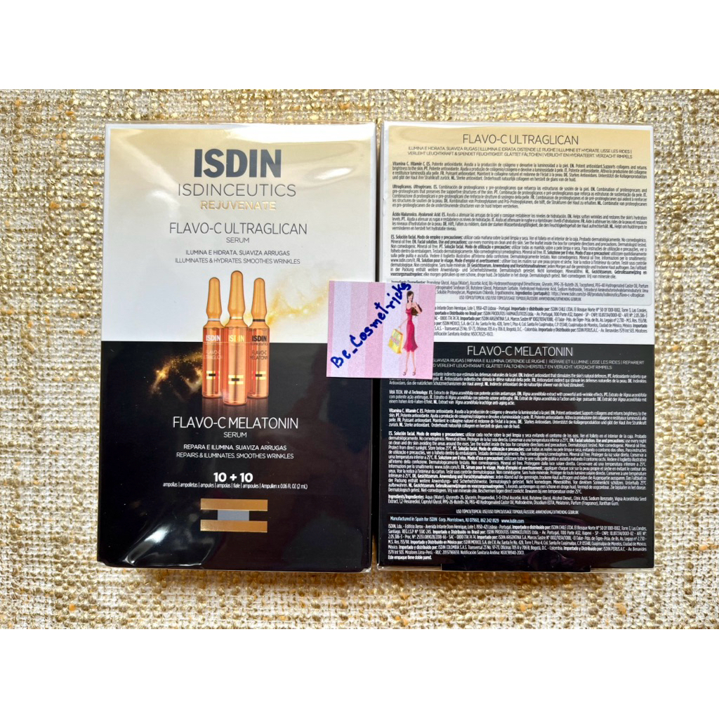 ISDIN Isdinceutics Flavo-C Ultraglican and Flavo-C Melatonin Ampoule set ขนาด 20 pcs./Box #ป้ายไทย  #Exp.2027-2028