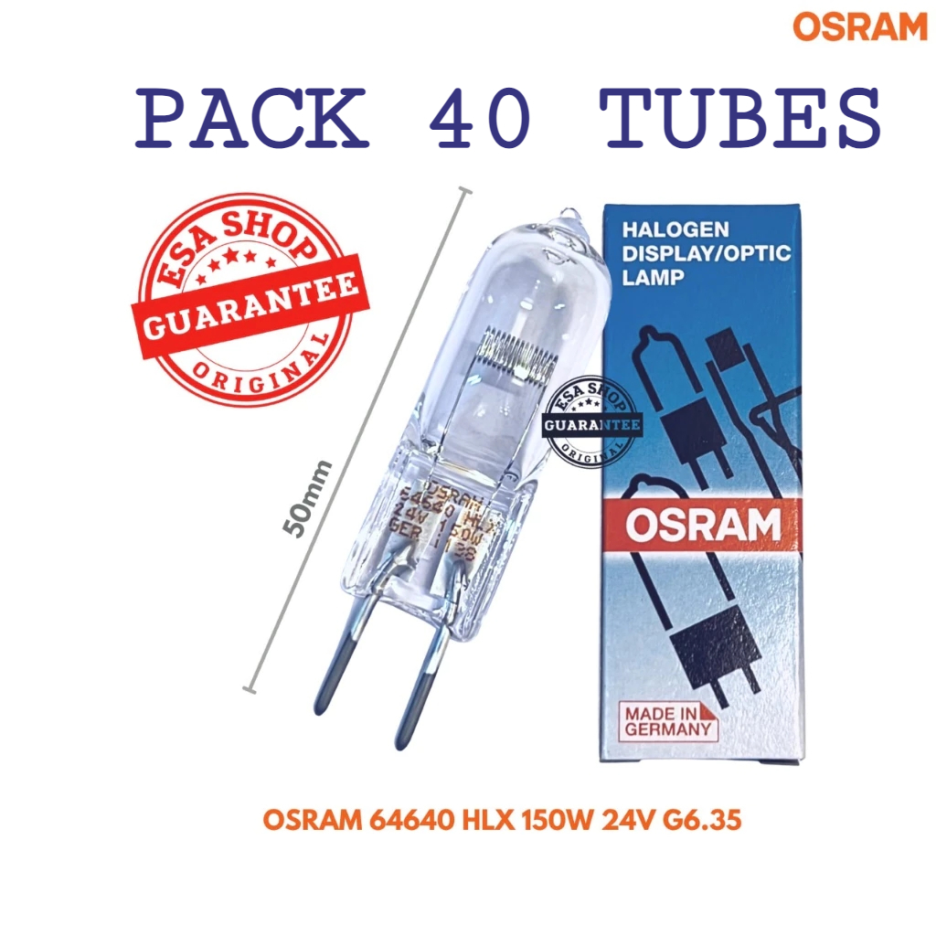 หลอดไฟแพ็ค 40 หลอดOSRAM 64640 HLX 150W 24V G6.35