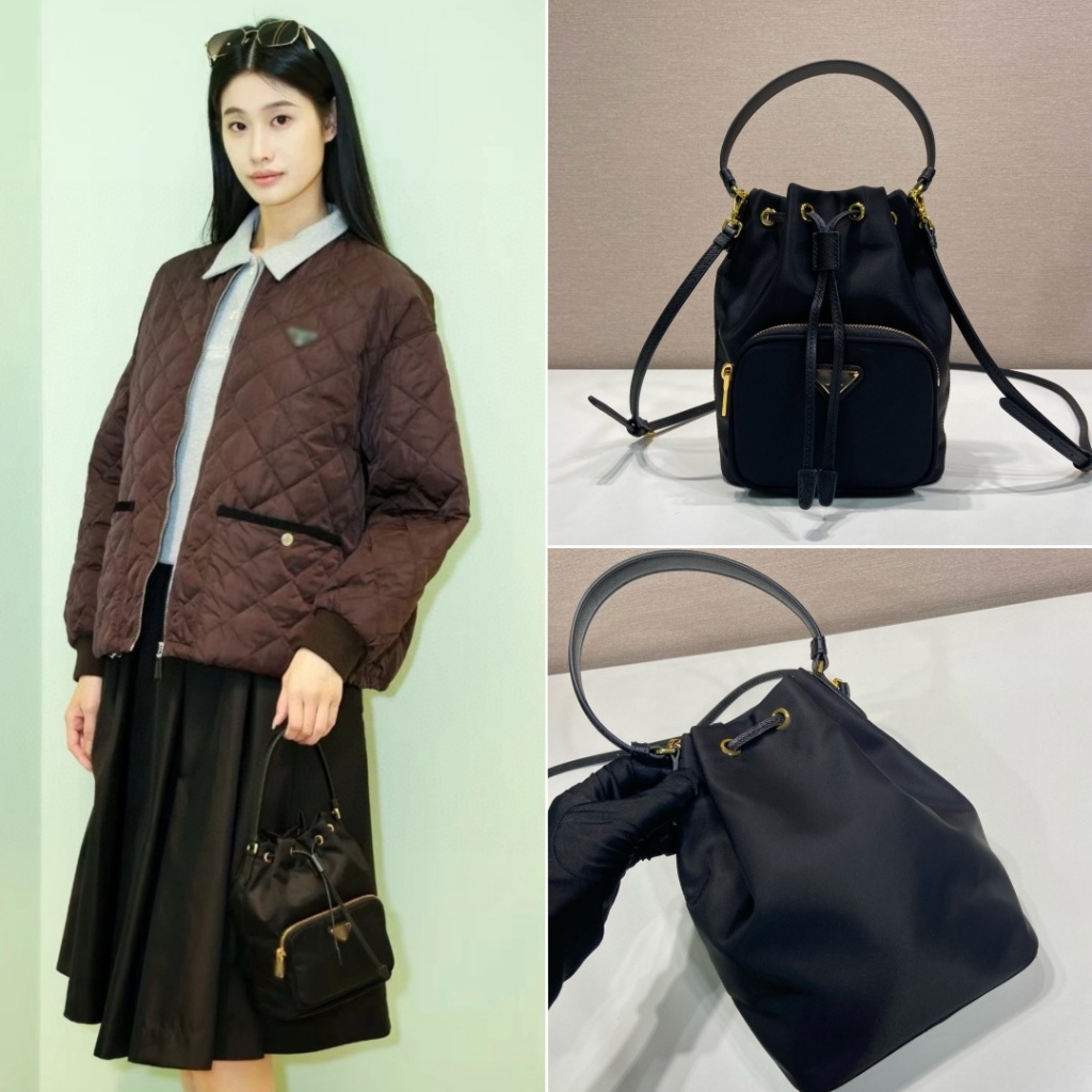 Pre order ราคา3900/4200 ไนลอน กระเป๋าถังแบบรูดเชือก สะพายข้างได้ 1BH1864 Size16*21*10cm