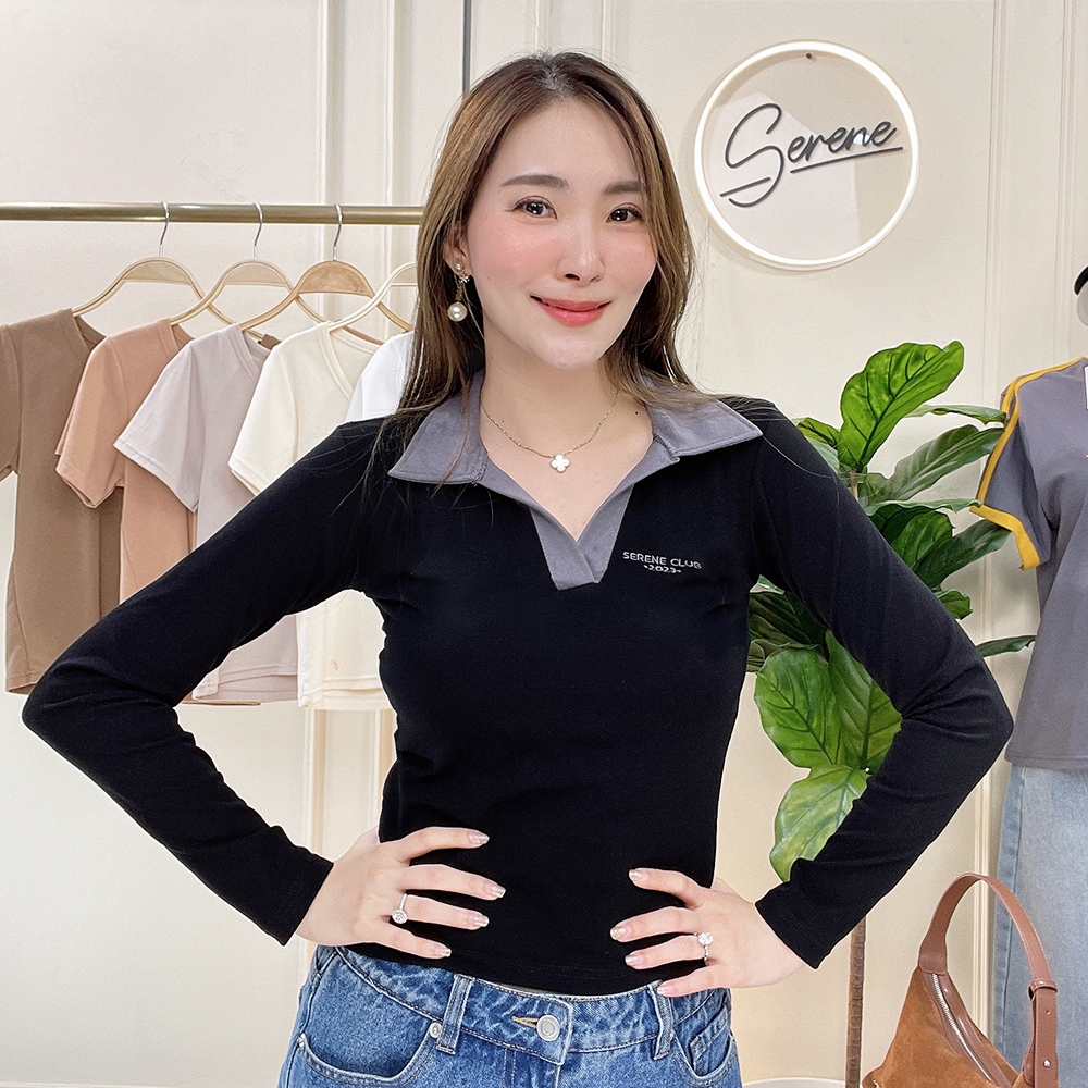 Serene's Choice เสื้อโปโลแขนยาว ผู้หญิง รุ่น Serene club เสื้อแฟชั่น ผ้าคอตตอนญี่ปุ่น