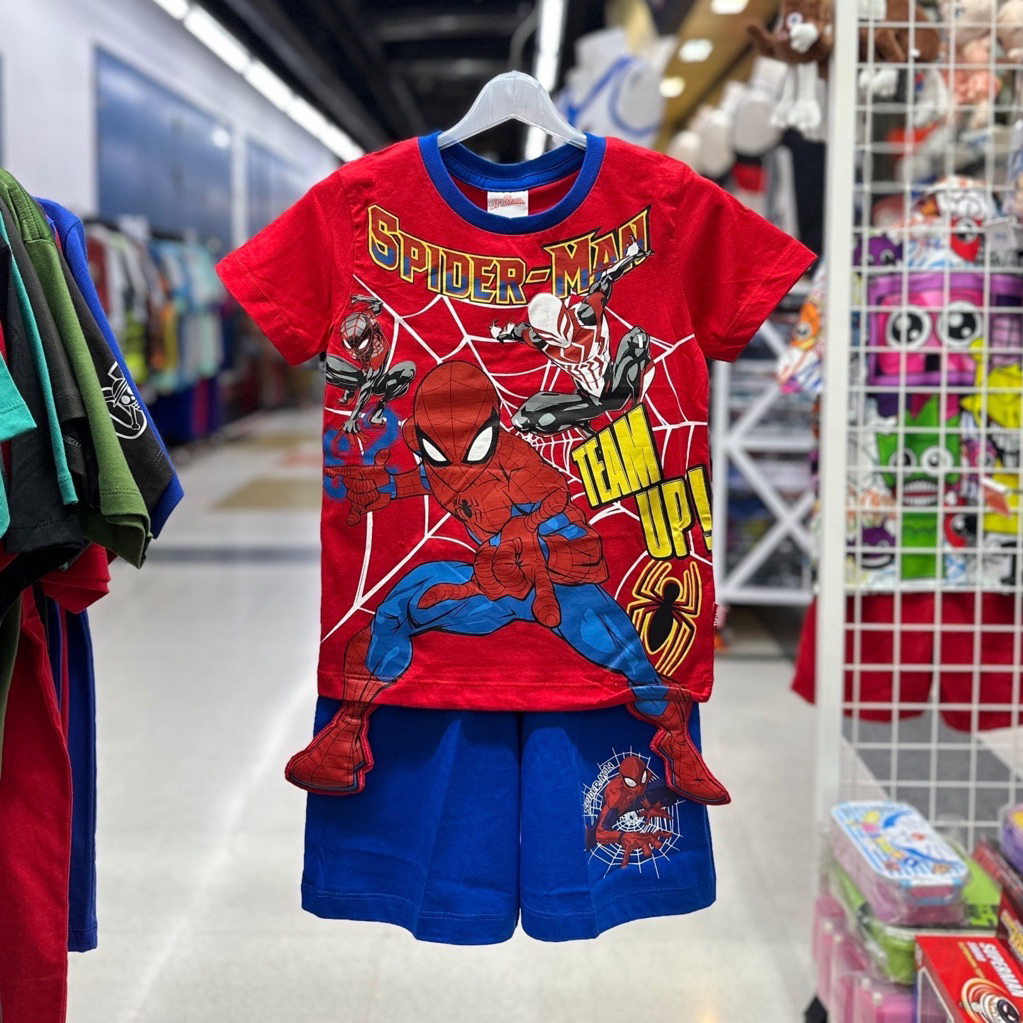 เสื้อ+กางเกงสไปเดอร์แมน ไอรอนแมน ไดโนเสาร์ขาห้อยลิขสิทธิ์แท้