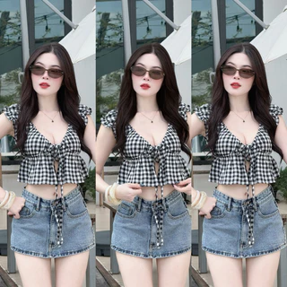 เสื้อครอบปแขนตุ๊กตาสายกุ้นหน้าผูกโบว์ (พร้อมส่งในไทย)(สผ1)