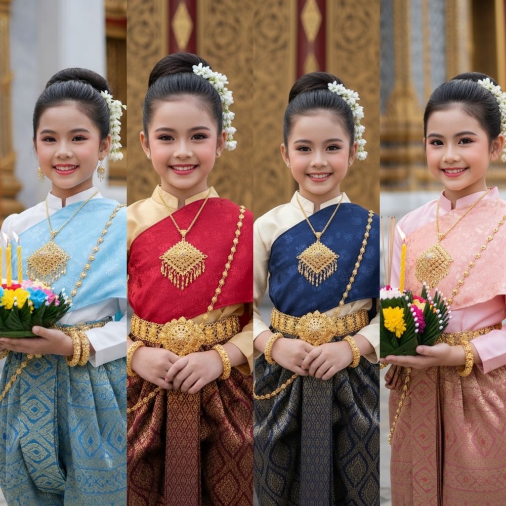 ชุดไทยเด็กหญิง ชุดไทยแม่เกสร งาน3ชิ้น งานสวยพรีเมี่ยม รูปที่ 2