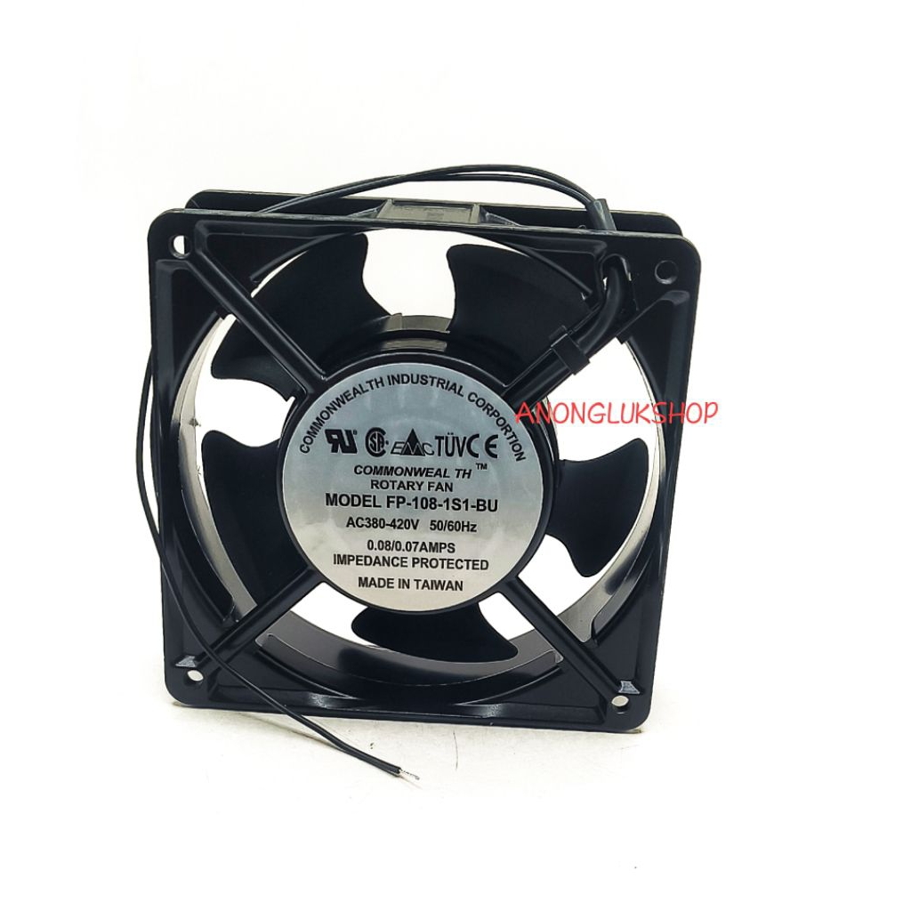 พัดลม 4.5นิ้วเหลี่ยม  380Vac 120x120x38MM  MODEL. FP-108-1S1-BU ROTARY FAN AC380V 50/60Hz 0.07A
