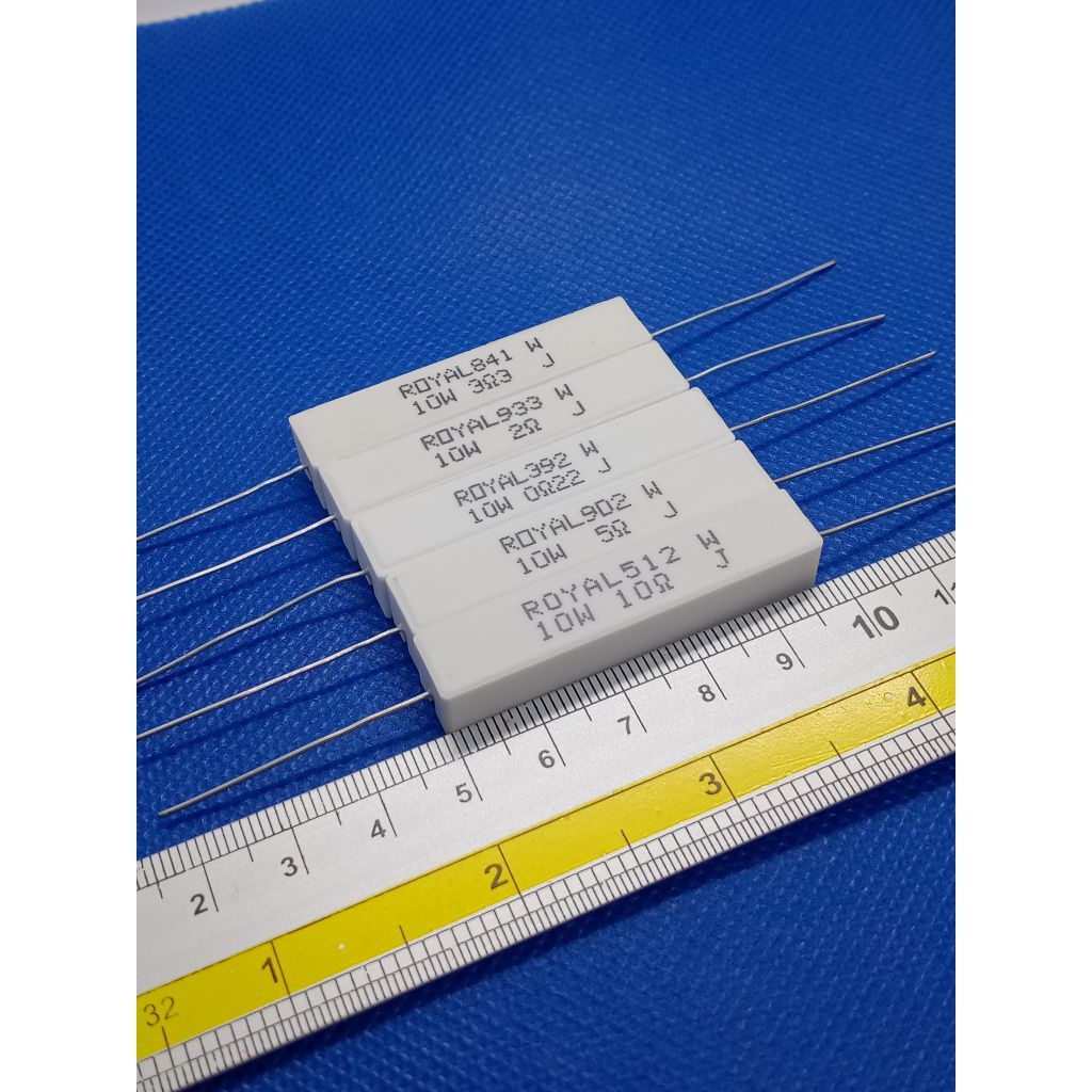 แพ็ค2ตัว/ ตัวต้านทานเซรามิก 10W 5% , 0.22โอห์ม/2โอห์ม/3.3โอห์ม/5โอห์ม/10โอห์ม, Resistor Ceramic 10W,