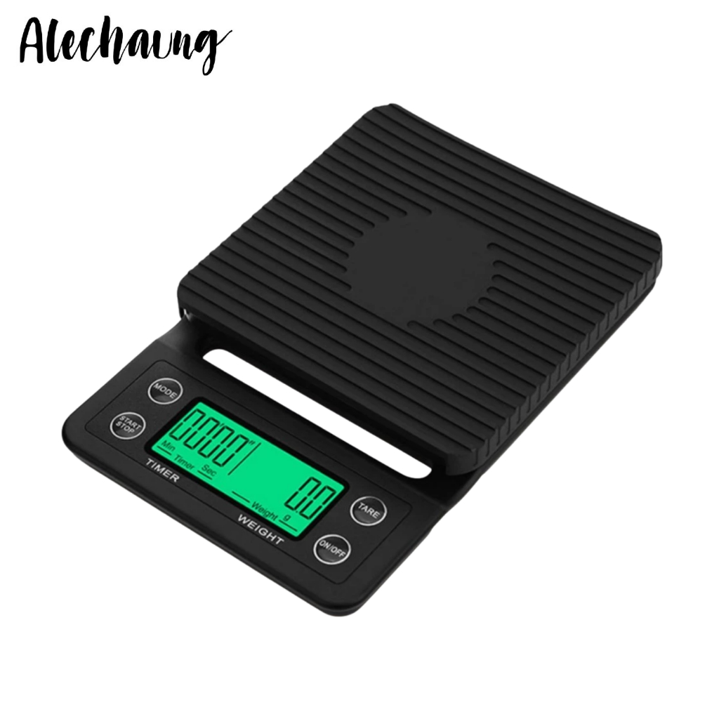 เครื่องชั่งกาแฟอัตโนมัติ เครื่องชั่งดิจิตอล coffee scale เครื่องชั่งกาแฟจอ LCD ฟังชั่นหลากหลาย Alechaung coffee