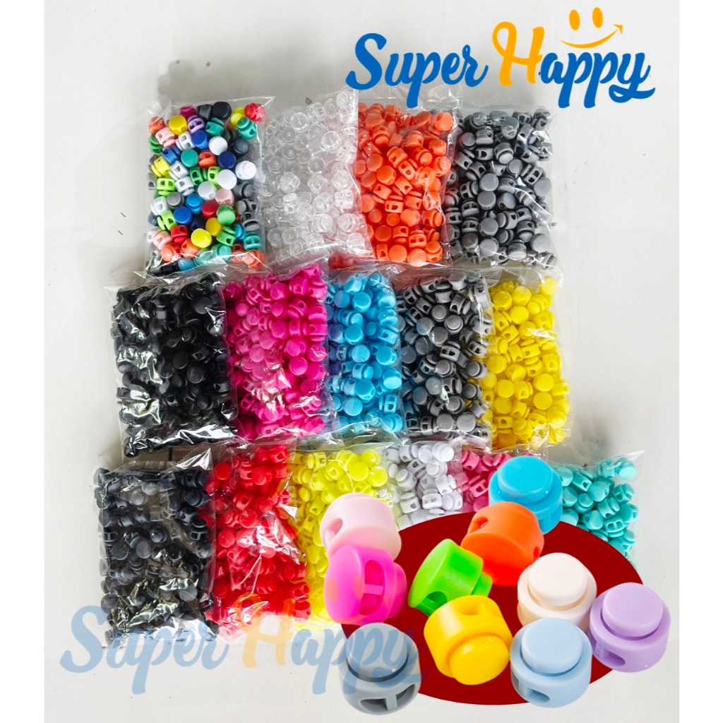 สต็อปเปอร์ ขายส่ง (100 ชิ้น) ล็อคเชือก เม็ดกันหลุด ตัวปรับสายเชือก ทรงกระบอก 1.7cm Rope Stopper Lock