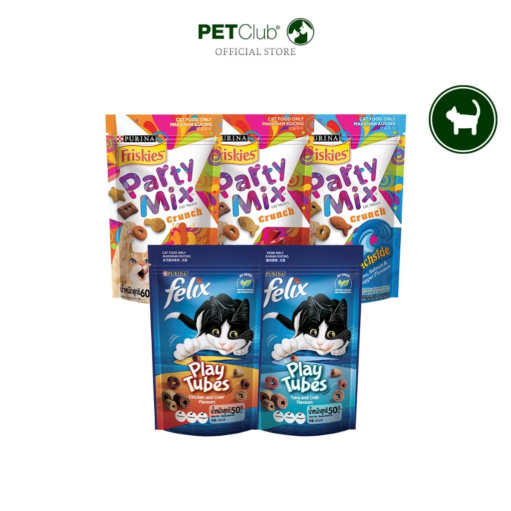[PETClub] Friskies Party Mix, FELIX Party Mix - ขนมแมว !! ยกกล่อง 8 ซอง พิเศษ 445.- !!