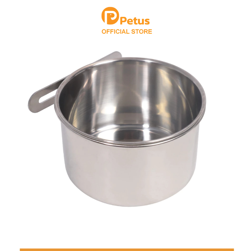 Petus ชามอาหารสัตว์เลี้ยง ที่ใส่อาหารสัตว์เลี้ยง ชามสแตนเลส มี 3 ขนาด แบบแขวนกรง Steel Pet Basin