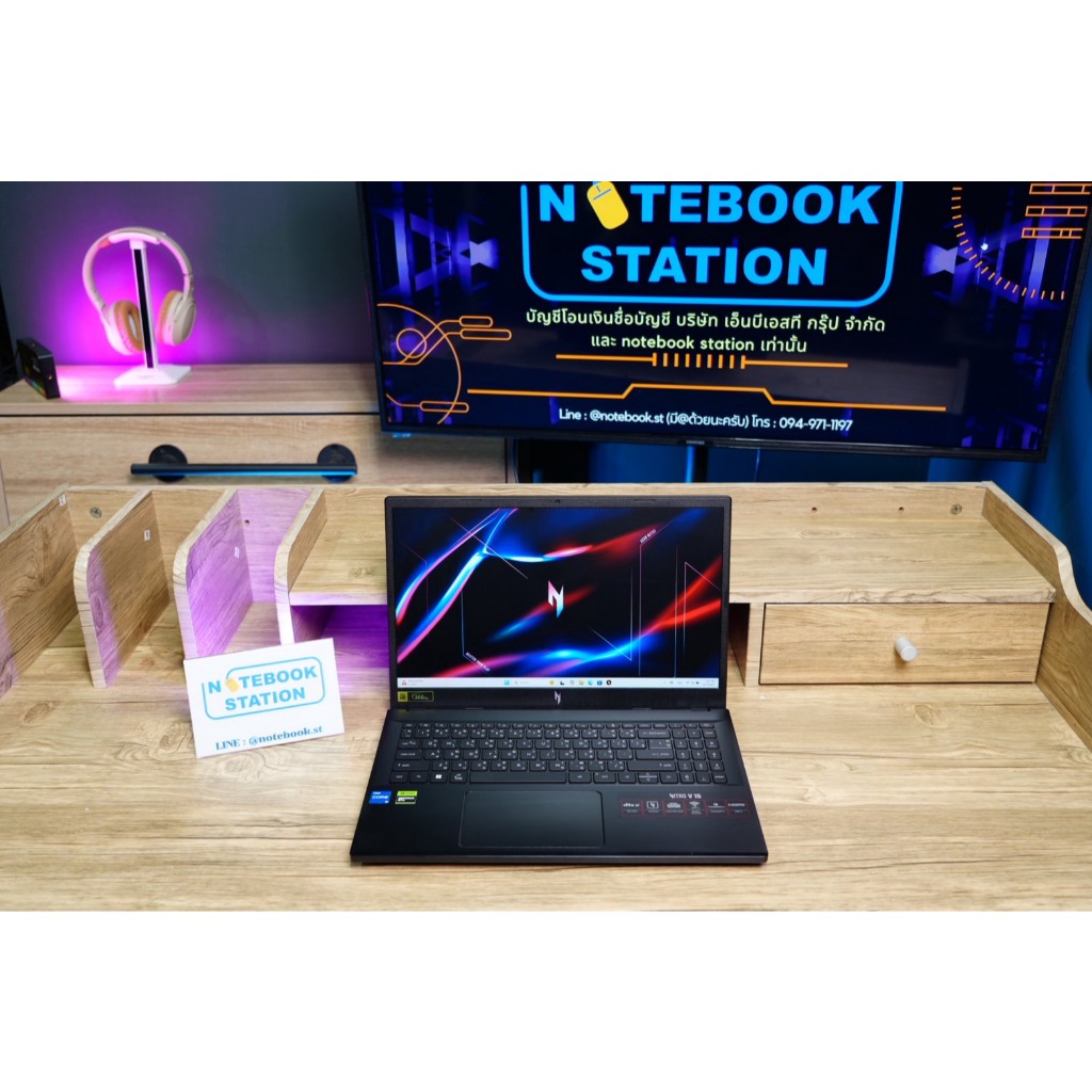 Acer Nitro V15 i5-13420H Ram32 RTX-2050(4GB) SSD512 จอ15.6 FHD 144Hz ฝาหลังสุดเท่ มีประกันศูนย์ พร้อ