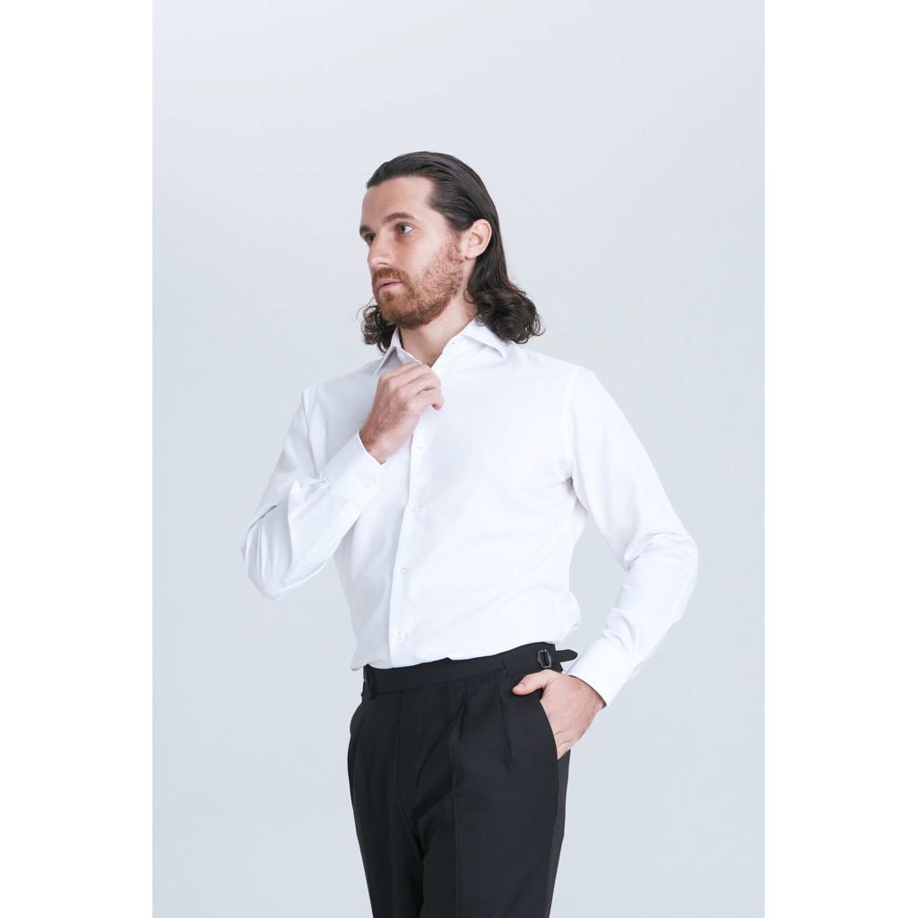 [Code20%ทัก] The Finery - The Windsor เสื้อเชิ้ตผู้ชาย สีขาว White | คอปก Italian Cutaway | ผ้ายับยาก (Wrinkle-Free)