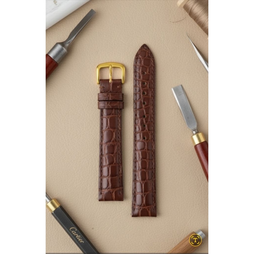 สายนาฬิกาหนังจระเข้แท้ 19mm(สั่งตัด)