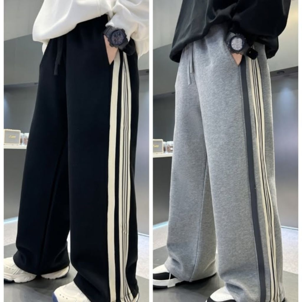 พร้อมส่ง กางเกงเด็กโต ผ้ายืด ขาปล่อย มีแถบข้างเกร๋ๆ สำหรับ เด็กชาย และเด็กหญิง ผ้านิ่ม และนุ่ม ใส่ขึ้นเครื่อง ไซส120-170