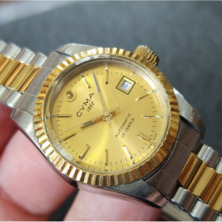 นาฬิกา Swiss-made Cyma 2 กษัตริย์ Automatic Ladys (มือสองสภาพดี)