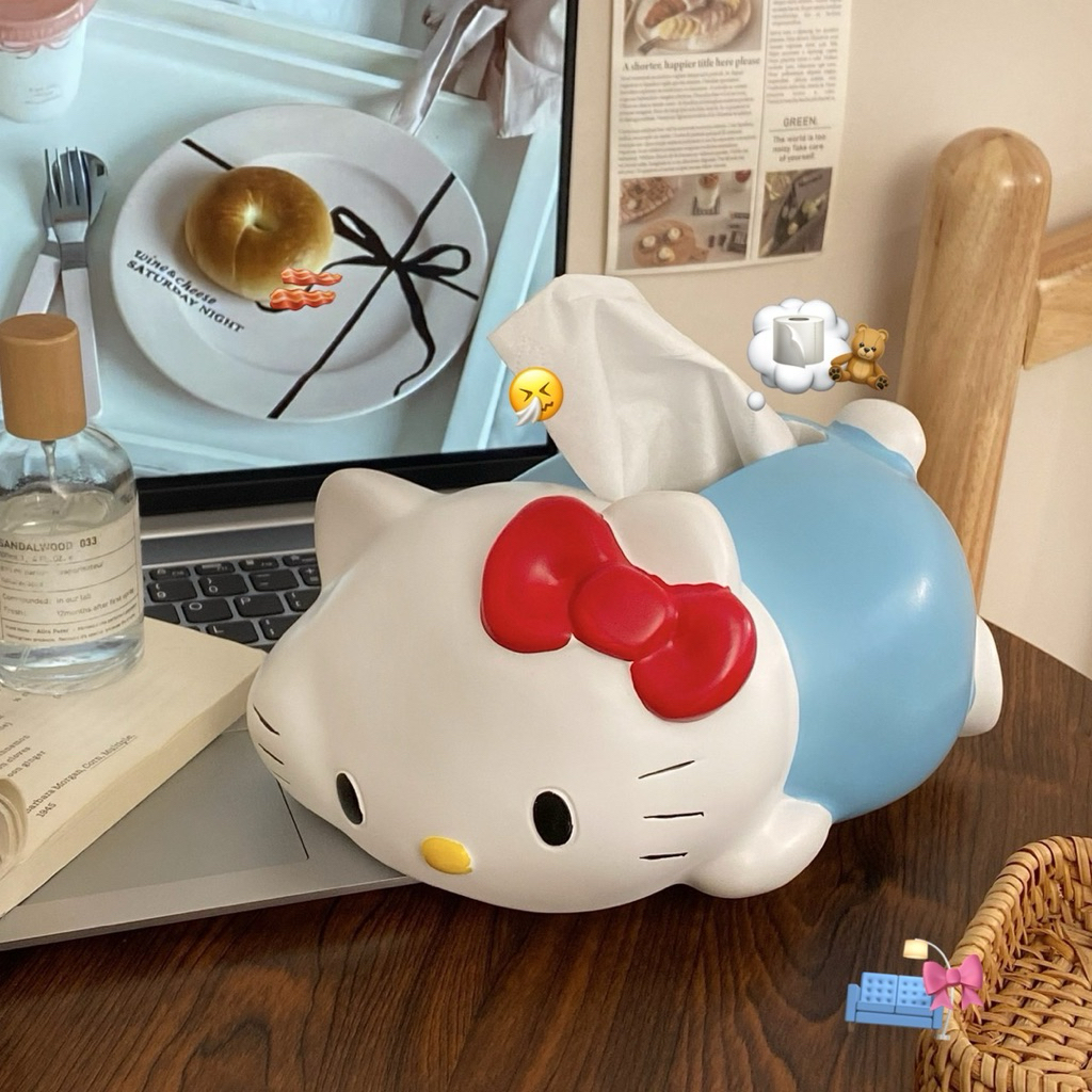 (พร้อมส่งค่ะ ) HEYHOMI—ที่ใส่กระดาษทิชชู่ (ปูนปั้น/ขึ้นรูป) ตรีม: คิตตี้ Kitty “โซคิ้วมากกค่ะ“ มีน้ำหนักค่ะ งานฝีมือนะคะ