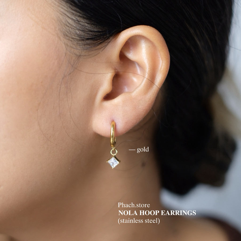 NOLA HOOP EARRINGS — stainless steel สวยมาก