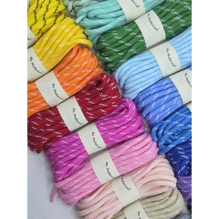 (#113)[2,5หลา] เชือกกลม polyester มีไส้ ลายขาว ขนาด 5มม.