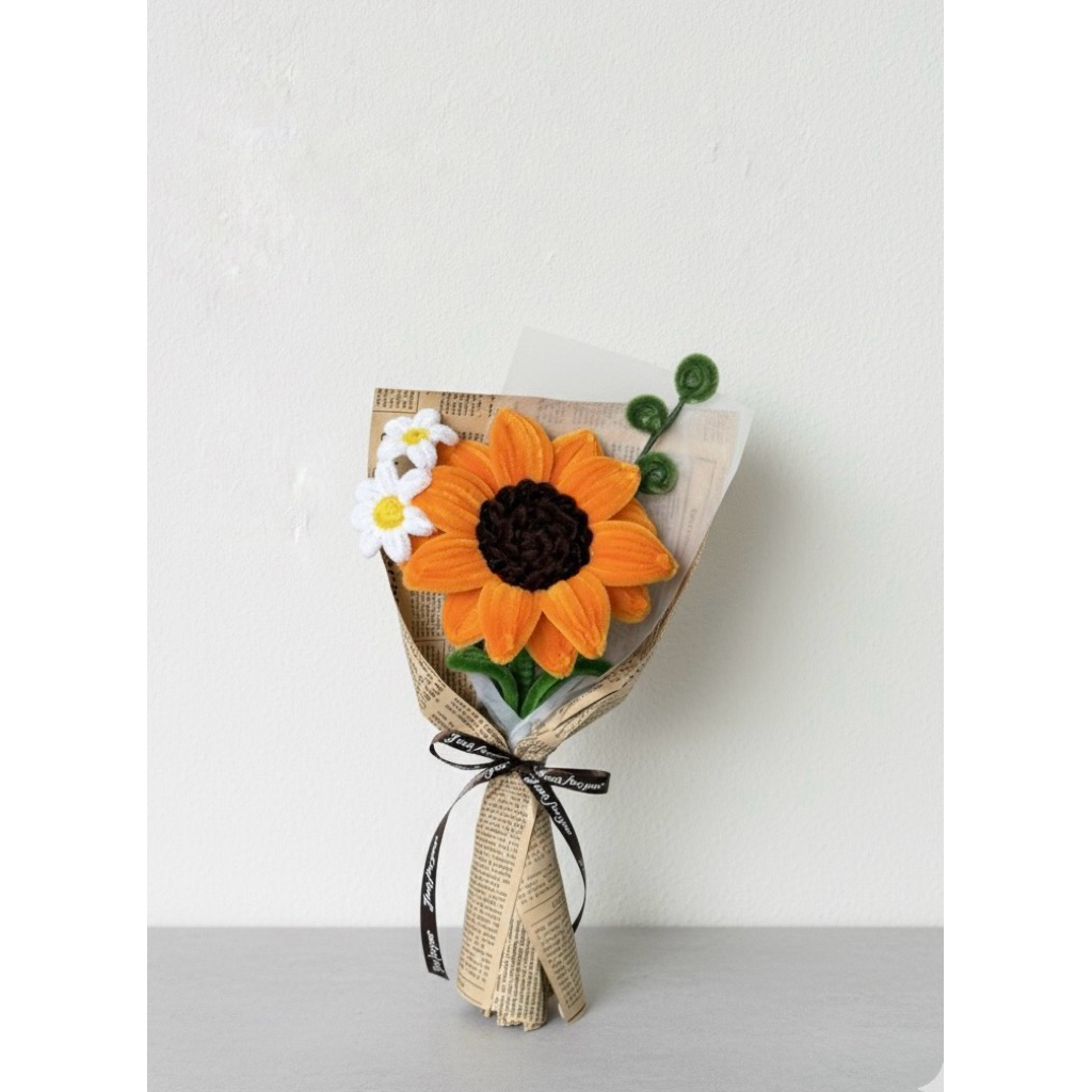 ช่อดอกไม้ทานตะวันกำมะหยี่ DIY ไซต์ M 🌻 ของขวัญ วันปัจฉิม (ดอกกว้าง 13-15 cm.)