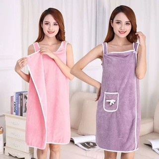 ผ้าขนหนู เสื้อคลุม ใช้ได้ 2 แบบ ผ้าเช็ดตัว คลุมอาบน้ำได้ มีกระเป๋า พร้อมส่ง