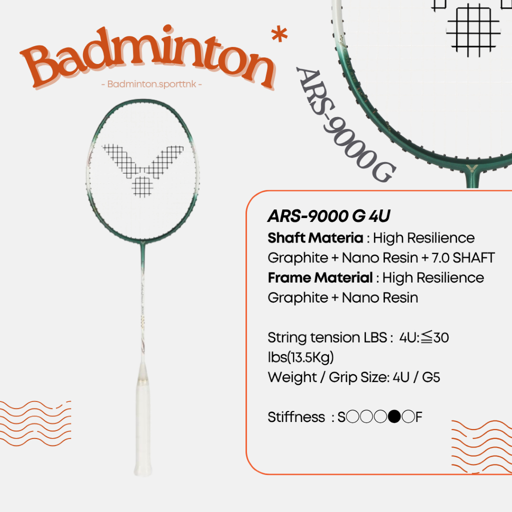 ไม้แบด victor รุ่นARS-9000 G 4U (แถมเอ็น+ซอง+ใบรับประกัน)