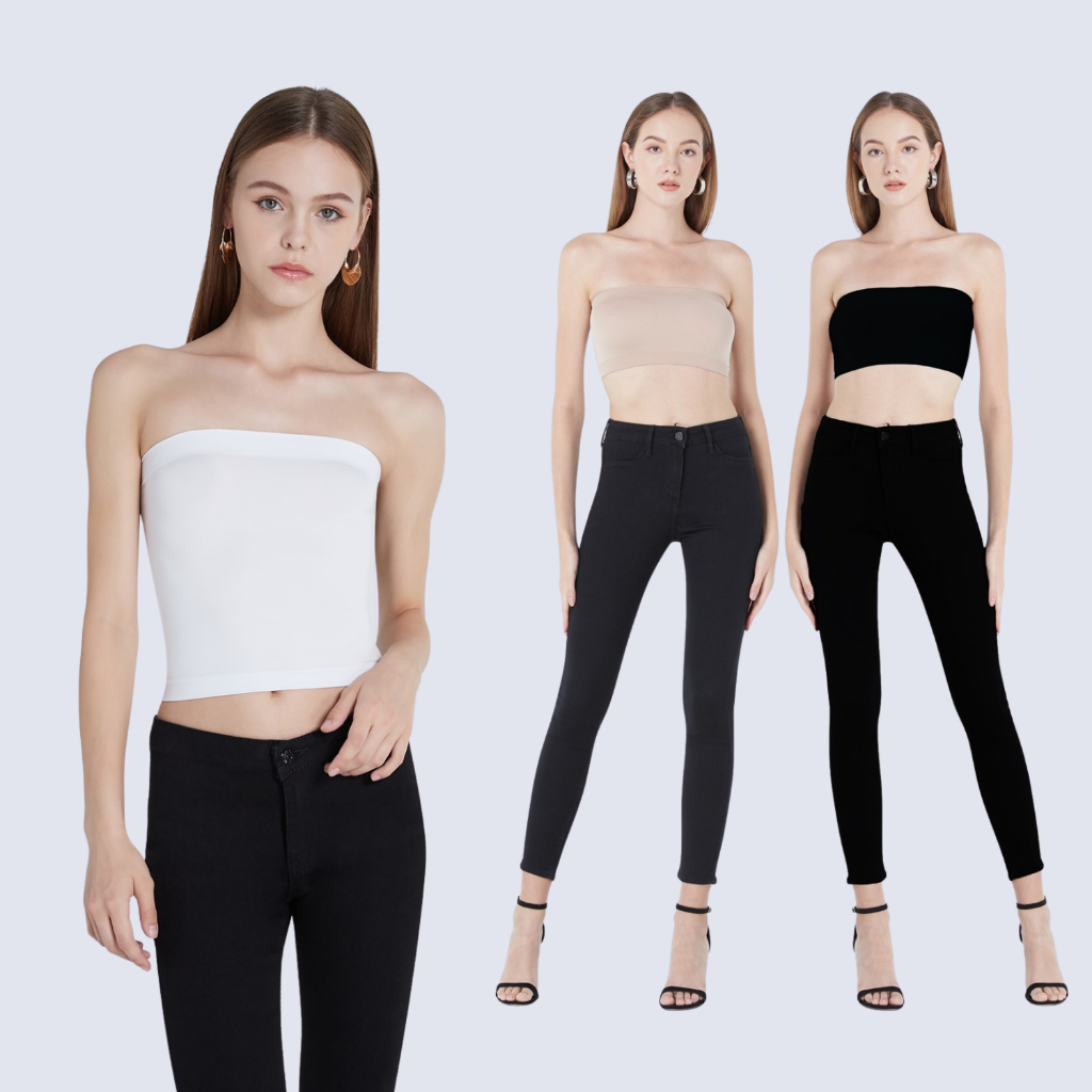 S_CHERILON เชอรีล่อน เสื้อเกาะอก กันโป๊ ไม่มีบรา นุ่มสบาย ไร้ตะเข็บข้าง กระชับ ไม่หลุด ไม่อึดอัด NIB-VTTSB * NIB-VTTLB