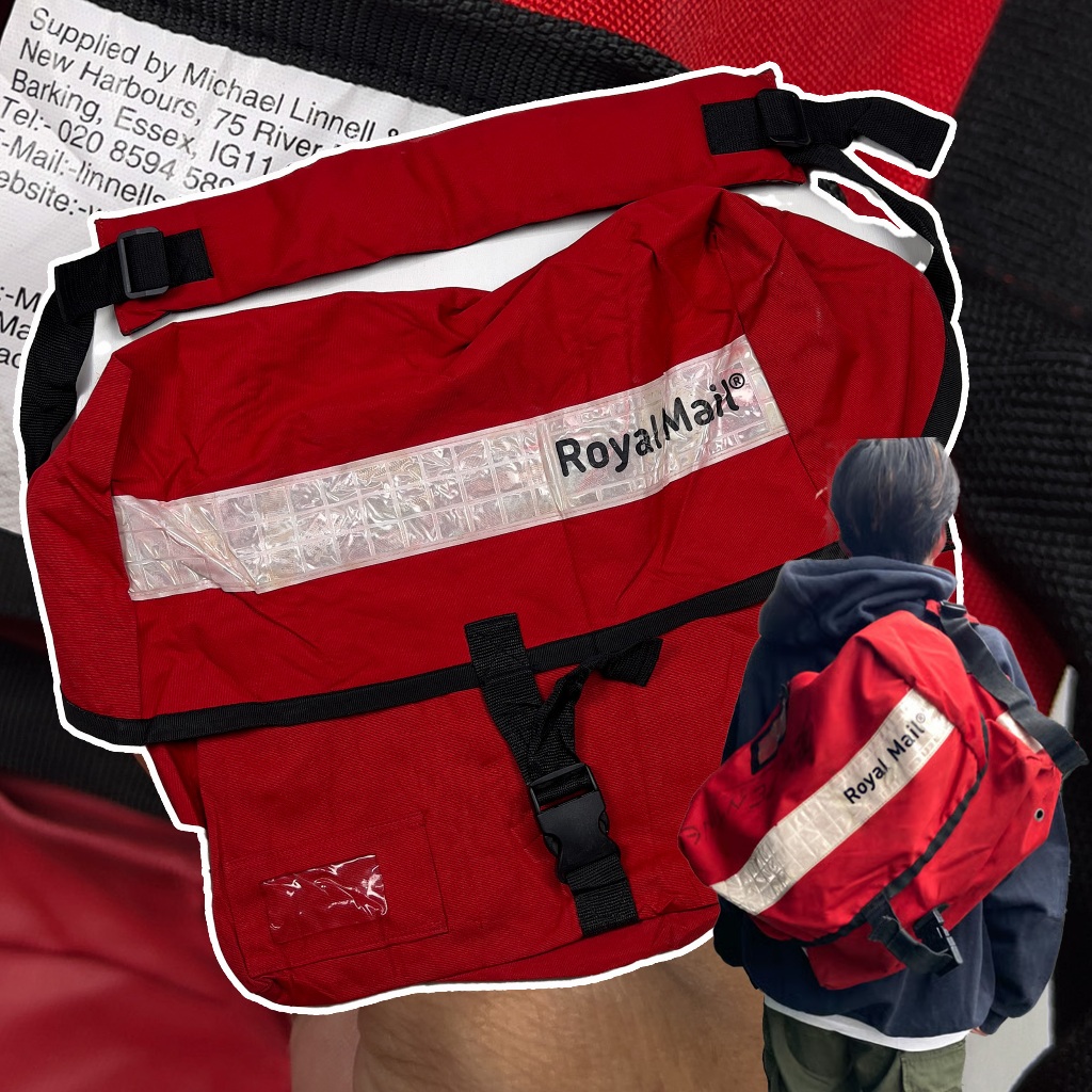 กระเป๋าวินเทจ90 British Postal Royal Mail Carrier Satchel Bag w/ Shoulder Strap วัสดุไนลอน กันน้ำ100