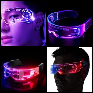 แว่นตาเรืองเเสงLED แว่นอวกาศแนวโรบอท แว่นเลนส์ปรอทป้องกันแสงUV ใส่ได้ทั้งชายและหญิง(สินค้าในไทย🇨🇷)