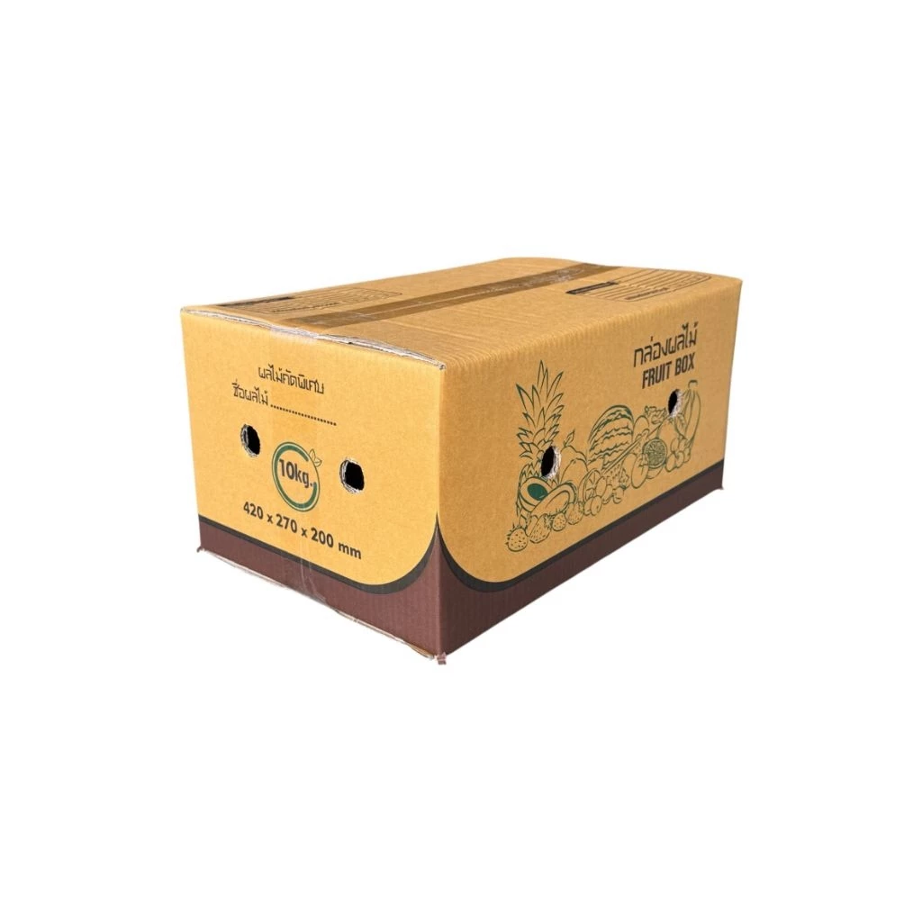 กล่องผลไม้ ไซส์ M ใส่ได้ 10 กก. แถบสีน้ำตาล (มัด 10 ใบ) ขนาด27x42x20 cm