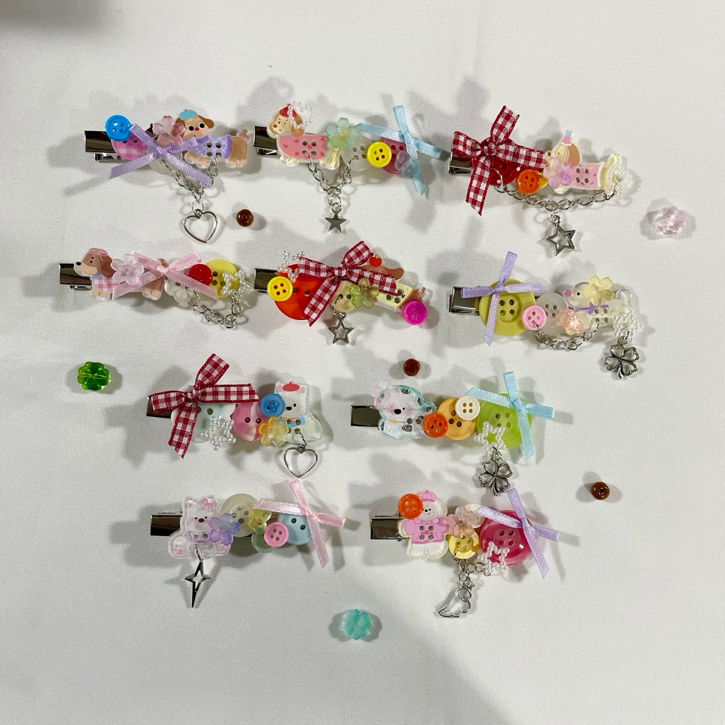 [Handmade button hair clips V.2 ] กิ๊บกระดุม กิ๊บติดผม