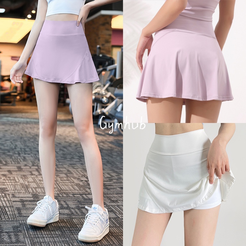 GYMHUB กระโปรงสั้นสปอร์ตเอวสูง มีซับใน ยืดหยุ่นระบายอากาศดี สำหรับเล่นแบดมินตัน เทนนิส โยคะ และวิ่ง