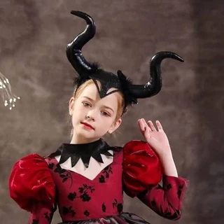 คอสเพลย์เขาสวมศรีษะ เขาMaleficent ที่คาดผมคอสเพลย์ เขาแม่มด เขามาเลียฟิเซน เขาราชินีปีศาจ ที่คาดผมมีเขา ส่งด่วนในไทย