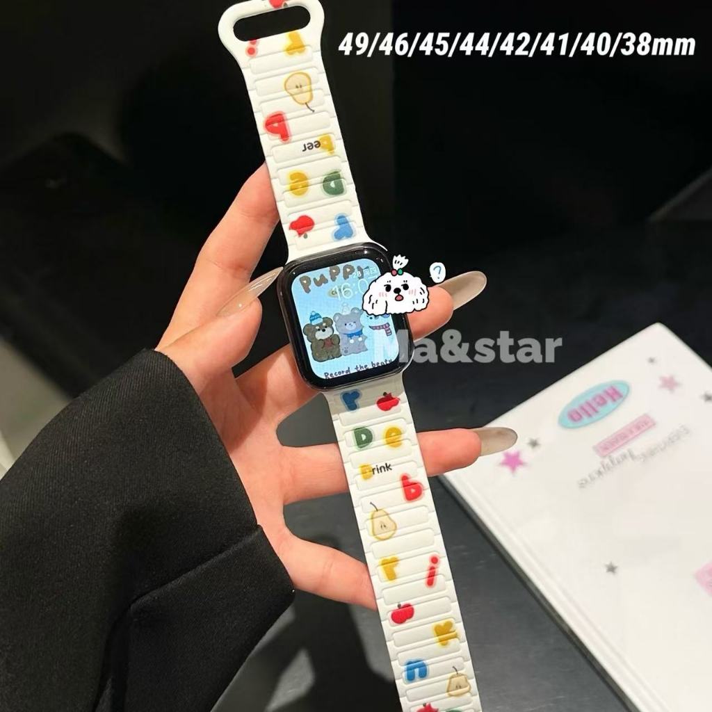 สายนาฬิกา for smart watch 10 9 8 ultra  7 6 5 4 3 SE สาย iwatch ขนาด 38/40/41/42/44/45/49/46มม นิ่ม เเบบเเม่เหล็ก A-star