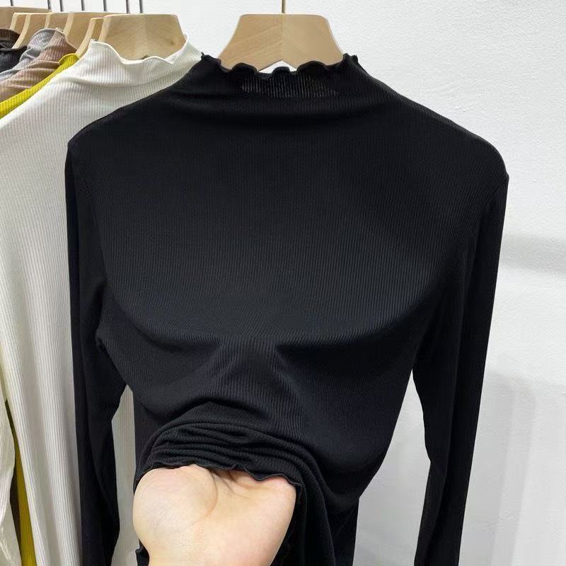 black top เสื้อรัดรูป สตรีท สีดํา แขนยาว ไปทะเล แซ่บๆ สวยๆ เกาหลี เสื้อแฟชั่น