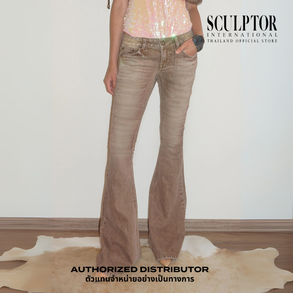 SCULPTOR® กางเกงยีนส์ Whiskered Bootcut Denim